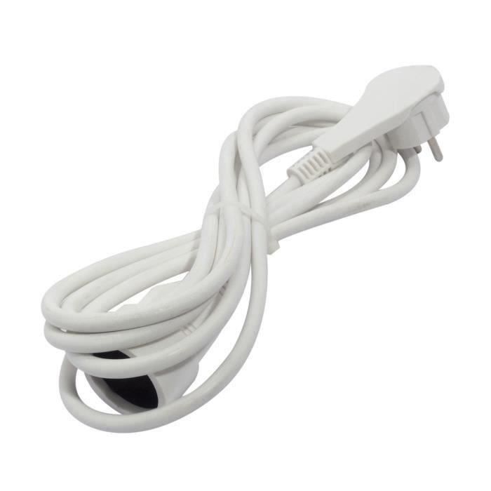 CHACON Extension cable HO5VVF 3 x 1.5 mm²- 3 m - With flat plug - White
