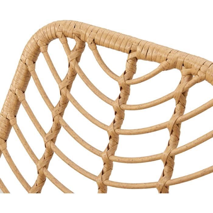 Set of 2 garden chairs - Imitation natural rattan - Steel structure - L63.5 x H 86 x D 48 cm