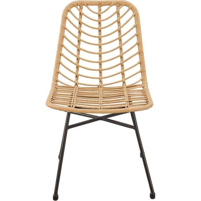 Set of 2 garden chairs - Imitation natural rattan - Steel structure - L63.5 x H 86 x D 48 cm