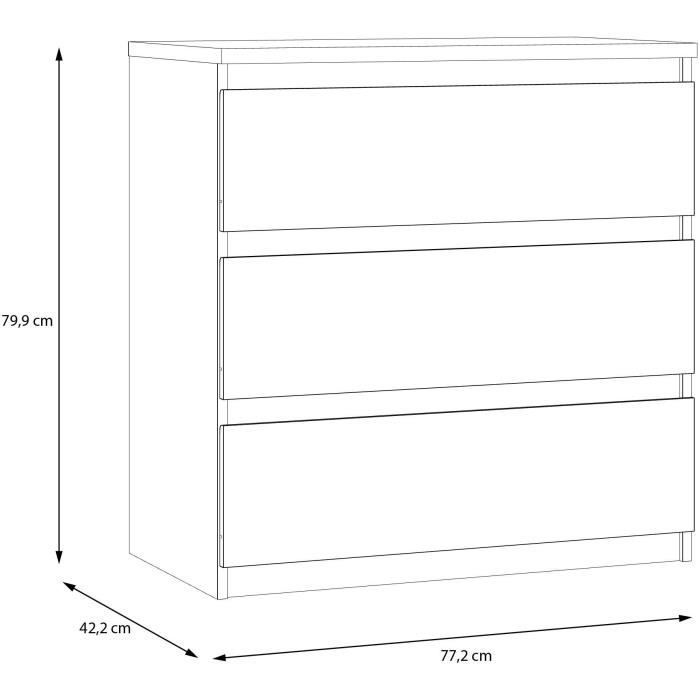 Chest of drawers - CHELSEA - 3 drawers - Anthracite - 77.2 x 42.2 x 79.9 cm