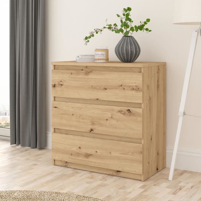 CHELSEA chest of drawers 3 drawers - L 77.2 x D 42 x H 79.9 cm - Artisan oak decor