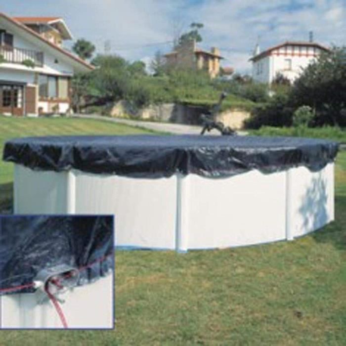 GRE - Winter tarpaulin of 120g/m² for Ø4m A Ø4.60m - Black Round Solid Pool Ø4m - Black