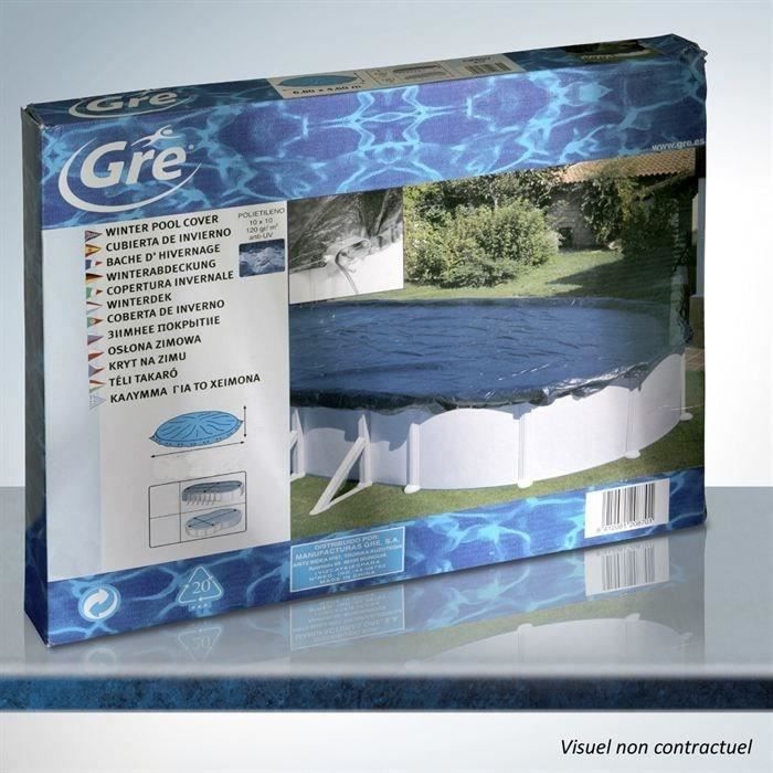 GRE - Winter tarpaulin of 120g/m² for Ø4m A Ø4.60m - Black Round Solid Pool Ø4m - Black