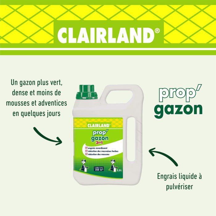 Prop'Gazon 3 in 1 Liquid Lawn Fertilizer - Clairland - Concentrate 2.5 L