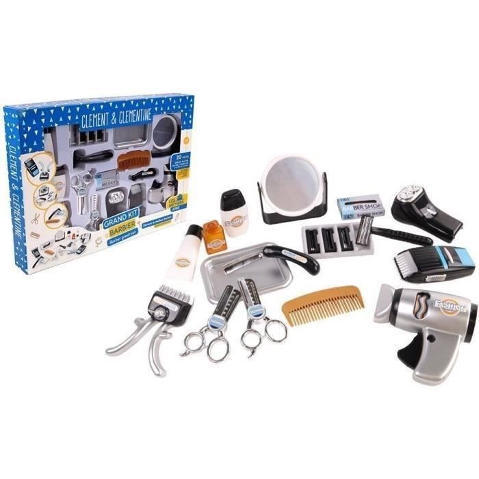 Hairdresser Set - Barber Pretend Play - CLEMENT CLEMENTINE - Clippers, Hair Dryer, Razors - From 3 Years Old