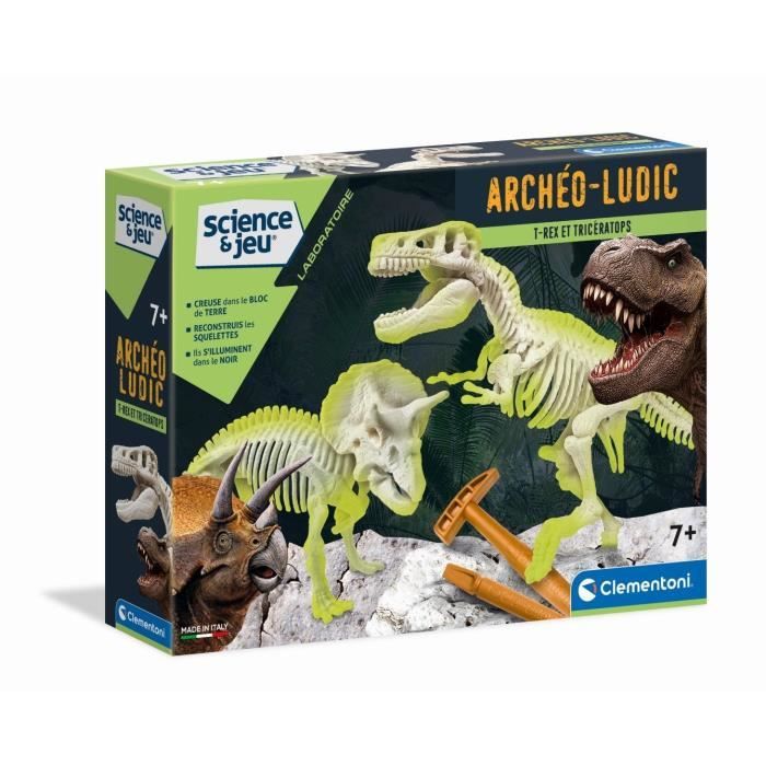 CLEMENTONI Archéo Ludic - T-Rex & Triceratops Phosphorescent - Science & Game