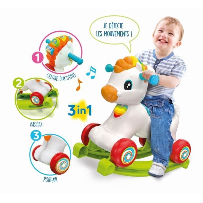 Clementoni - Rocking horse and wheels - Mane with intercation buttons - From 1 year old