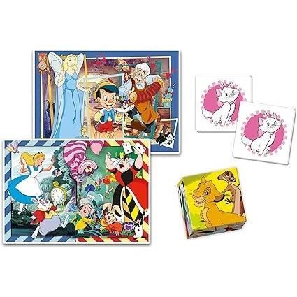 Clementoni - Edukit - Disney - 4 in 1 learning box - 2 puzzles, 1 memo, 1 set of 6 cubes - Made in Italy - Ages 4 and up