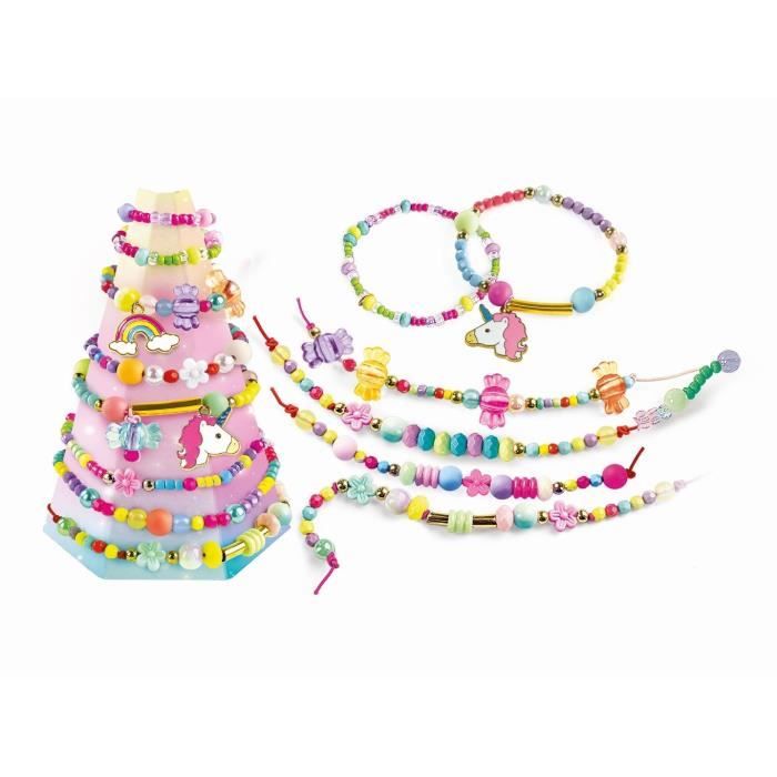 Clementoni - Crazy Chic - Unicorn creative box - Create your own colorful beaded bracelets with charms and pompoms - Ages 7 and up