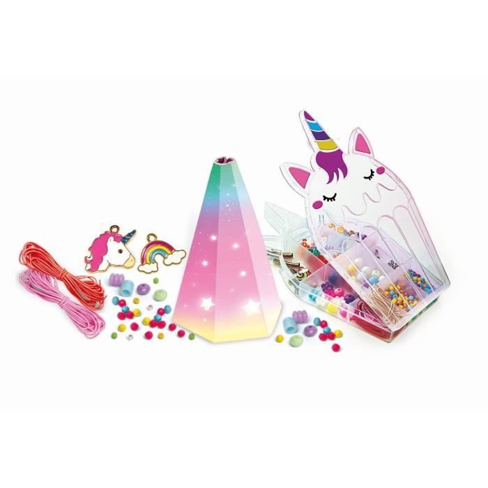 Clementoni - Crazy Chic - Unicorn creative box - Create your own colorful beaded bracelets with charms and pompoms - Ages 7 and up