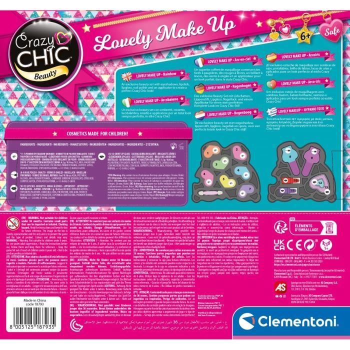 Clementoni - Rainbow Makeup Set - 2 eyeshadow palettes, lipstick and nail polish - Ages 6 and up