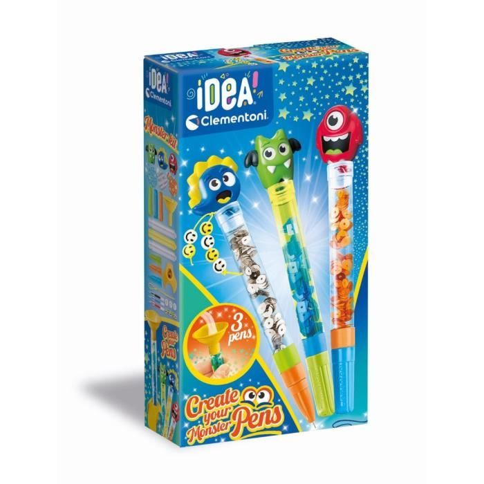 Clementoni - Create your pens - Mini Pen Workshop - Monsters Theme - 3 to create - Ages 6 and up