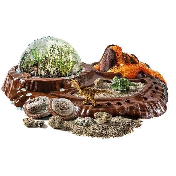 Clementoni - Science and play - The world of dinosaurs - Terrarium to create + 3 dinosaur figurines - Made in Italy