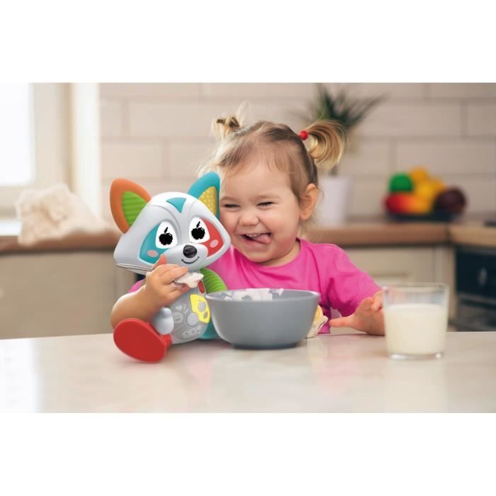 Baby Clementoni - Oliver, the playful raccoon - Interactive game - 4 game modes: Emotions, Meal, Story and Exploration.