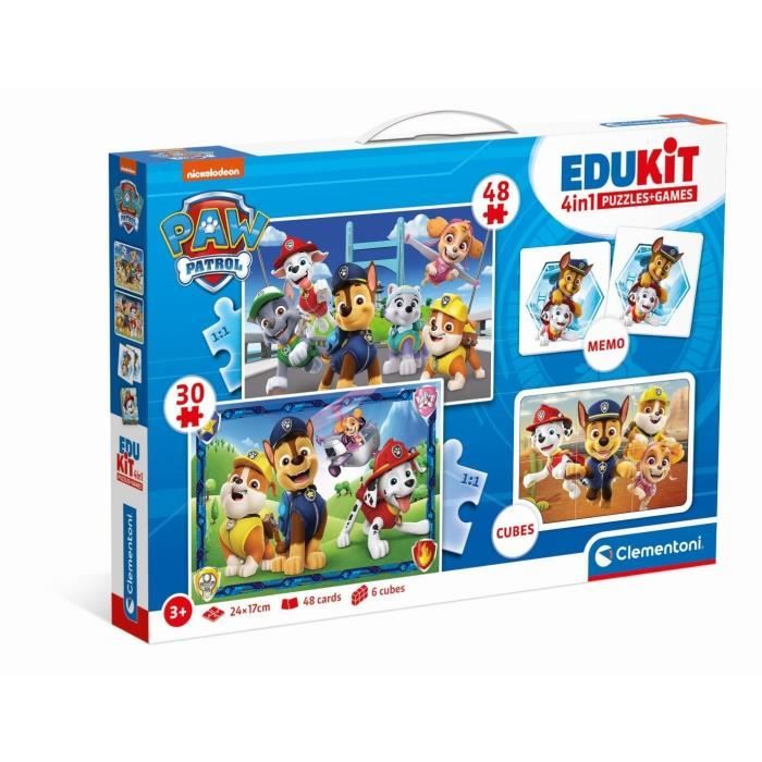 Paw Patrol - Clementoni 4 in 1 preschool activity set - 2 puzzles, 6 cubes and a memo - Made in Italy