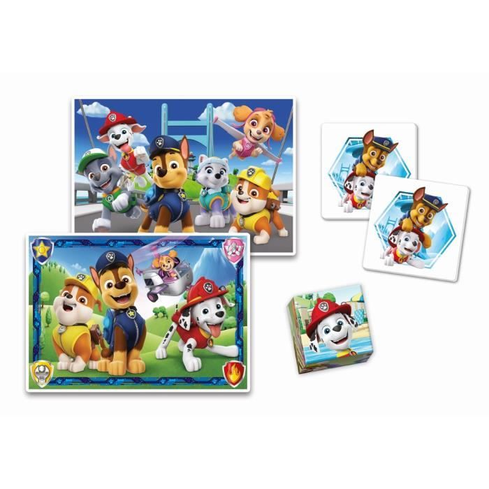 Paw Patrol - Clementoni 4 in 1 preschool activity set - 2 puzzles, 6 cubes and a memo - Made in Italy