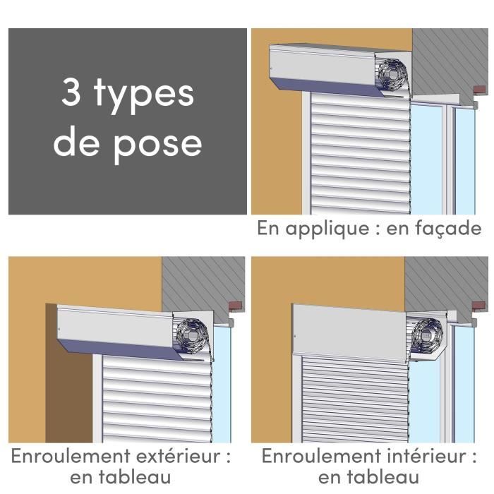FRANCE-COMBI PVC manual reversible rolling shutter with strap - W 120 x H 120 cm