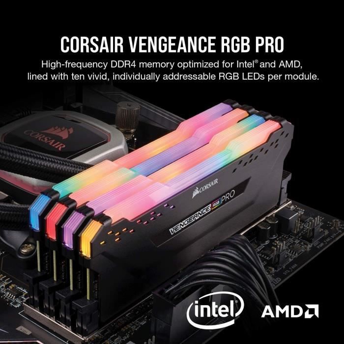 CORSAIR DDR4 PC Memory - VENGEANCE RGB PRO 32GB (2x16GB) - 3200MHz - CAS 16 (CMW32GX4M2E3200C16)