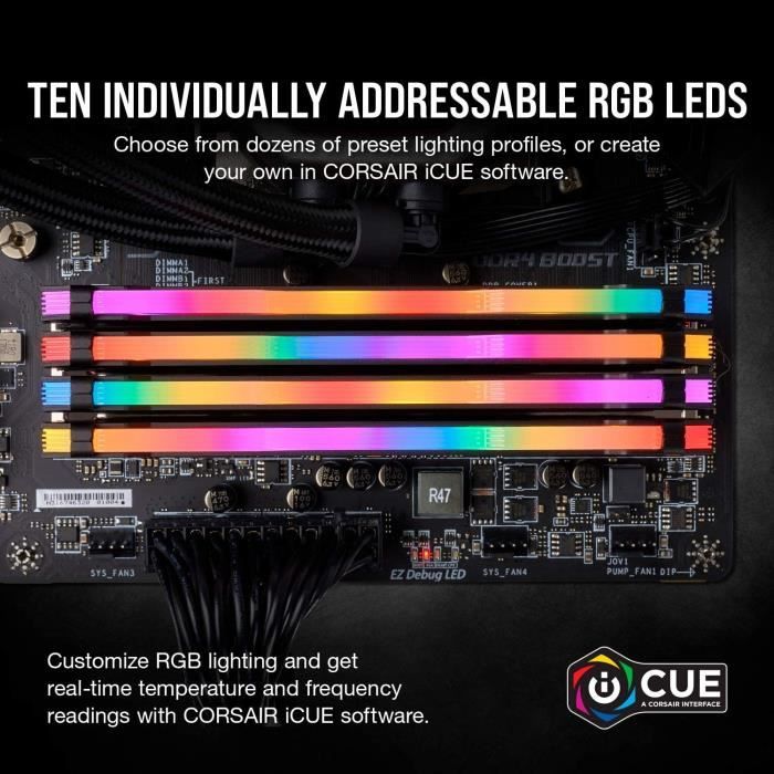 CORSAIR DDR4 PC Memory - VENGEANCE RGB PRO 32GB (2x16GB) - 3200MHz - CAS 16 (CMW32GX4M2E3200C16)