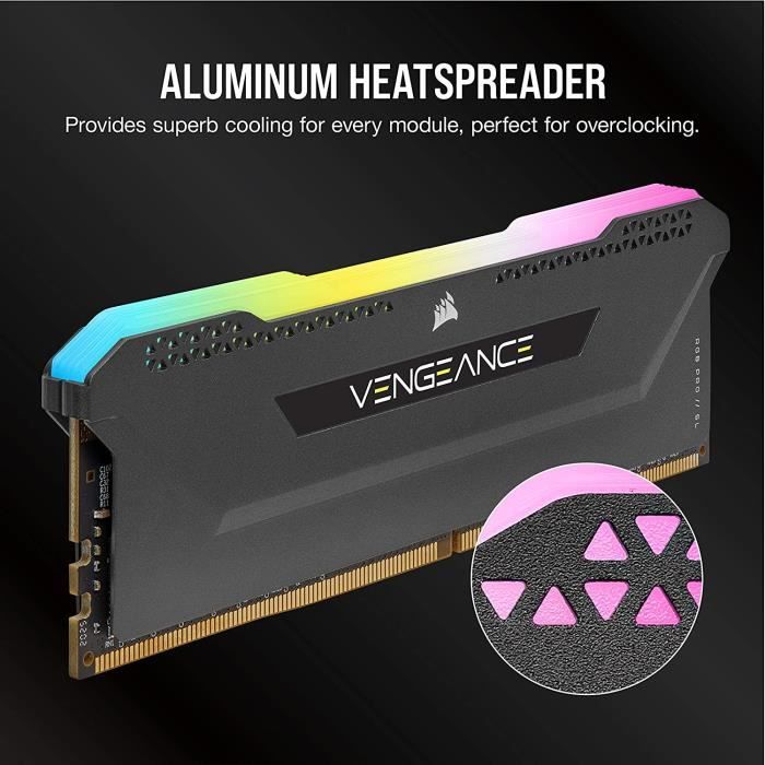 CORSAIR DDR4 PC Memory - VENGEANCE RGB PRO SL 32GB (2x16GB) - 3200Mhz - CAS16 - Black (CMH32GX4M2E3200C16)