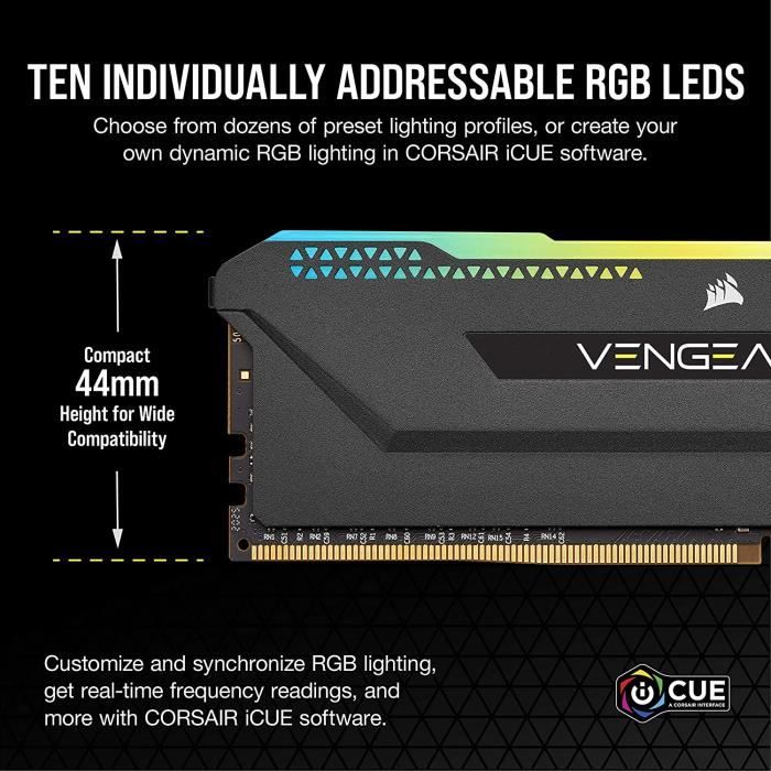 CORSAIR DDR4 PC Memory - VENGEANCE RGB PRO SL 32GB (2x16GB) - 3200Mhz - CAS16 - Black (CMH32GX4M2E3200C16)