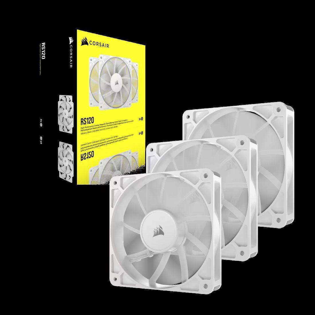 Pack of 3 120mm PWM fans - CORSAIR - RS120 - White