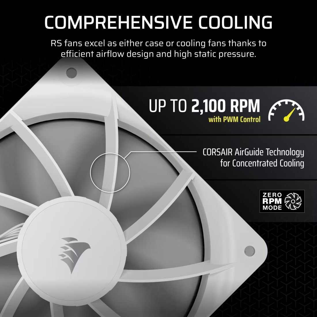 Pack of 3 120mm PWM fans - CORSAIR - RS120 - White