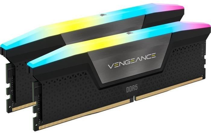 Mémoire RAM - CORSAIR - CMH64GX5M2B5200C40 - 64 Go 2x 32 Go - VENGEANCE RGB DDR5 Black Heatspreader 5200MT/s - DIMM - CL 40