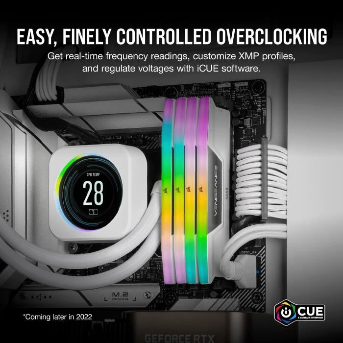 Corsair Vengeance RGB DDR5 - 32GB 2x16gb DIMM - 6000MHz - Unbuffered, 40-40-40-77, XMP 3.0, White Heatspreader, RGB LED, 1.35V