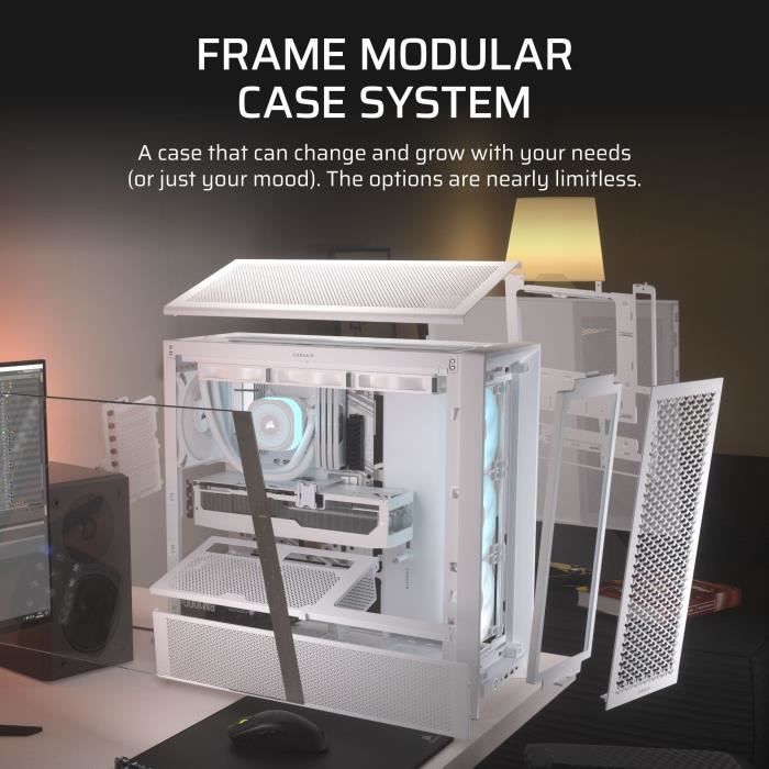 PC Case - CORSAIR - FRAME 4000D RS ARGB Series - Mid-Tower - 3 ARGB Fans - White