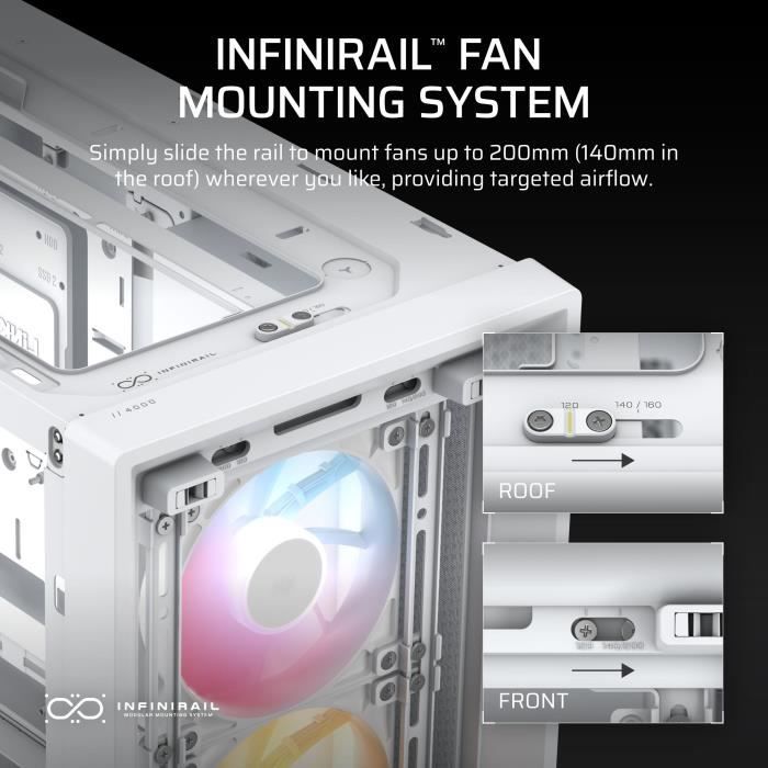 PC Case - CORSAIR - FRAME 4000D RS ARGB Series - Mid-Tower - 3 ARGB Fans - White