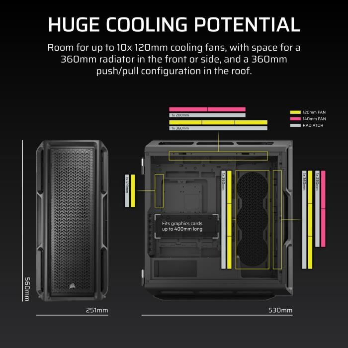 PC Case - CORSAIR - 5000T Series - Mid-Tower - Black