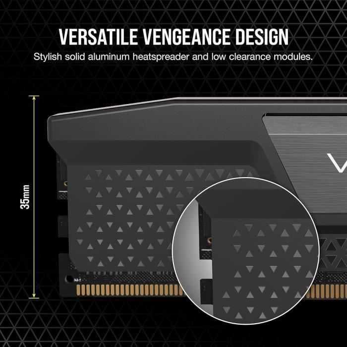 RAM memory - CORSAIR - Vengeance DDR5 - 64GB 2x32GB DIMM -5200MT/s - Intel XMP - 1.25V - Black (CMK64GX5M2B5600C40)