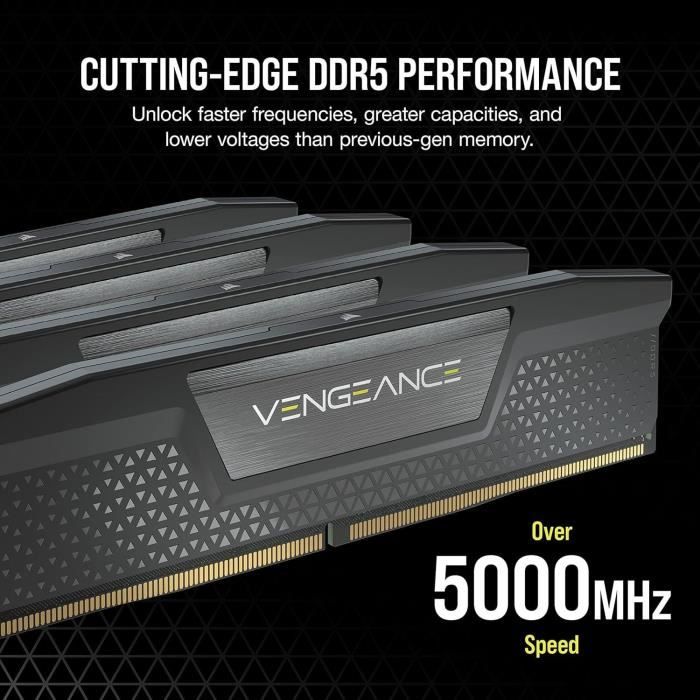 RAM memory - CORSAIR - Vengeance DDR5 - 64GB 2x32GB DIMM -5200MT/s - Intel XMP - 1.25V - Black (CMK64GX5M2B5600C40)
