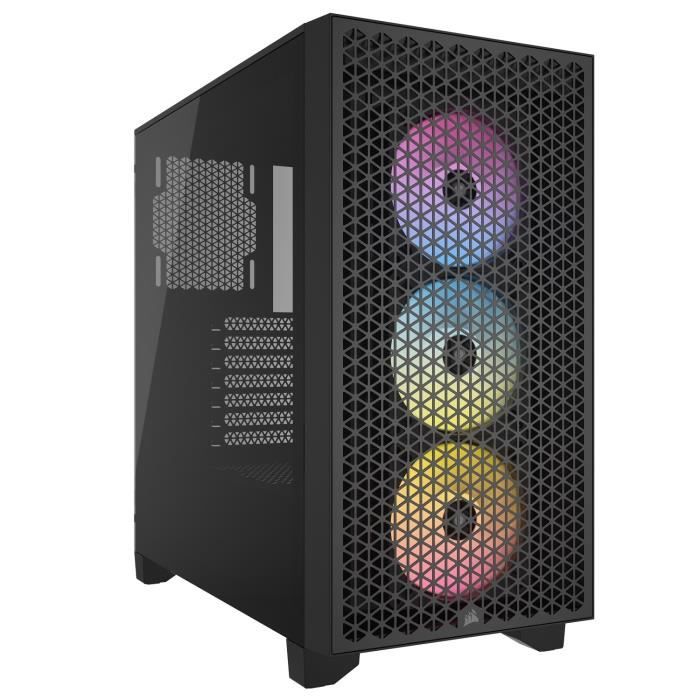 PC case - CORSAIR - 3000D RGB AIRFLOW - ATX Mid-tower - 3 AR120 RGB fans - Black - (CC-9011255-WW)