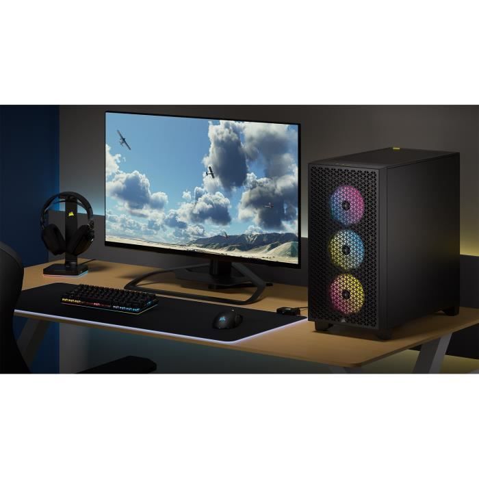 PC case - CORSAIR - 3000D RGB AIRFLOW - ATX Mid-tower - 3 AR120 RGB fans - Black - (CC-9011255-WW)