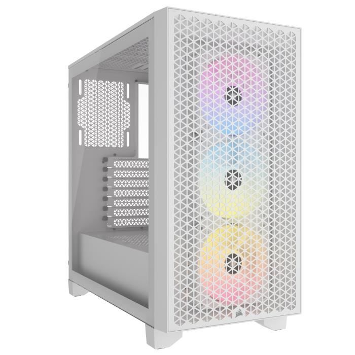PC case - CORSAIR - 3000D RGB AIRFLOW - ATX Mid-tower - 3 AR120 RGB fans - White - (CC-9011256-WW)