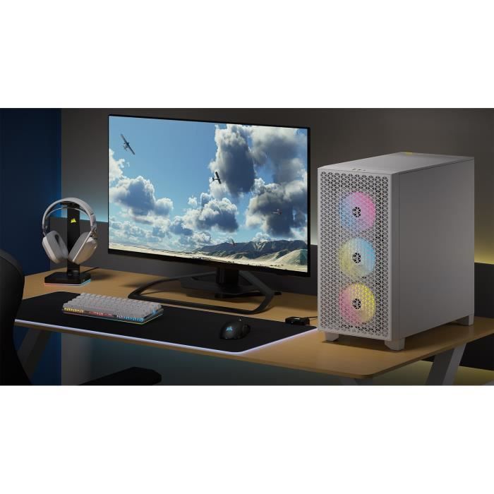 PC case - CORSAIR - 3000D RGB AIRFLOW - ATX Mid-tower - 3 AR120 RGB fans - White - (CC-9011256-WW)