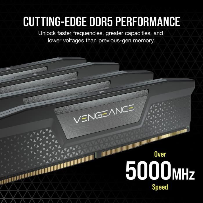 RAM Memory - CORSAIR - Vengeance DDR5 RAM 32GB (2x16GB) 5600MHz CL40 Intel XMP iCUE Compatible - Black (CMK32GX5M2B5600C40)