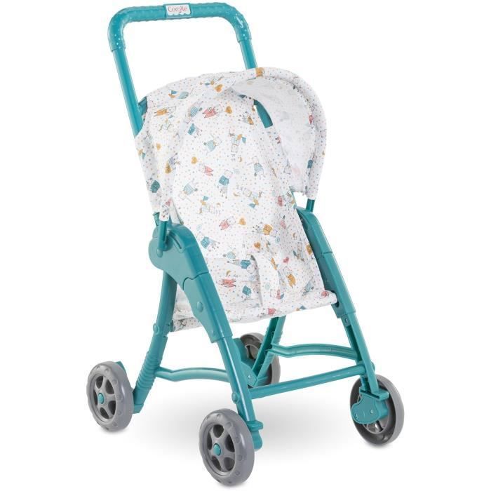 Teddy bear stroller - COROLLE - 30cm baby doll accessory - Blue - Light and easy to use