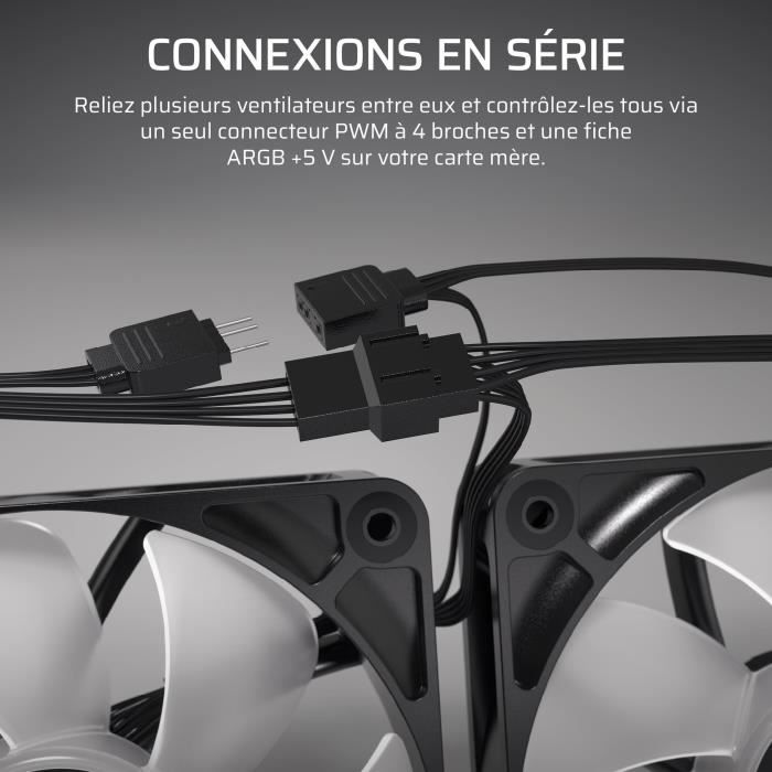 120mm ARGB Fan - CORSAIR - RS120 - White - High-performance cooling and ARGB lighting effects