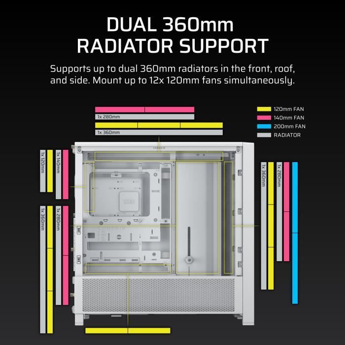 PC Case - CORSAIR - FRAME 4000D Series - Mid-Tower - White