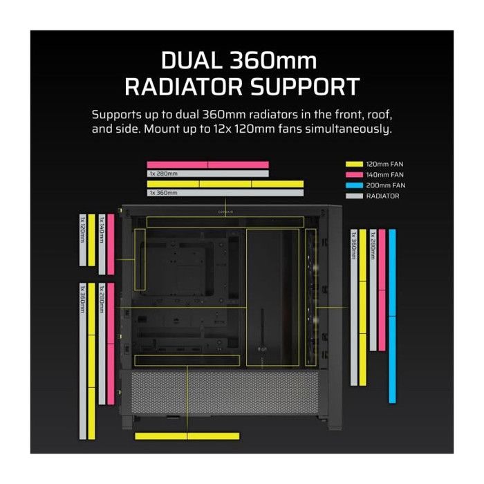 PC Case - CORSAIR - FRAME 4000D RS ARGB Series - Mid-Tower - 3 ARGB Fans - Black