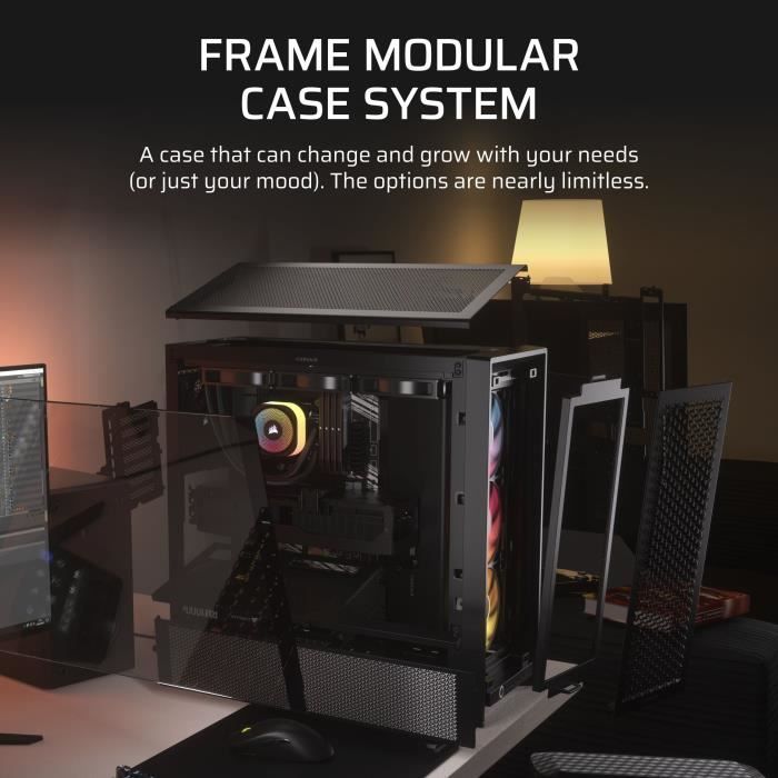 PC Case - CORSAIR - FRAME 4000D RS ARGB Series - Mid-Tower - 3 ARGB Fans - Black
