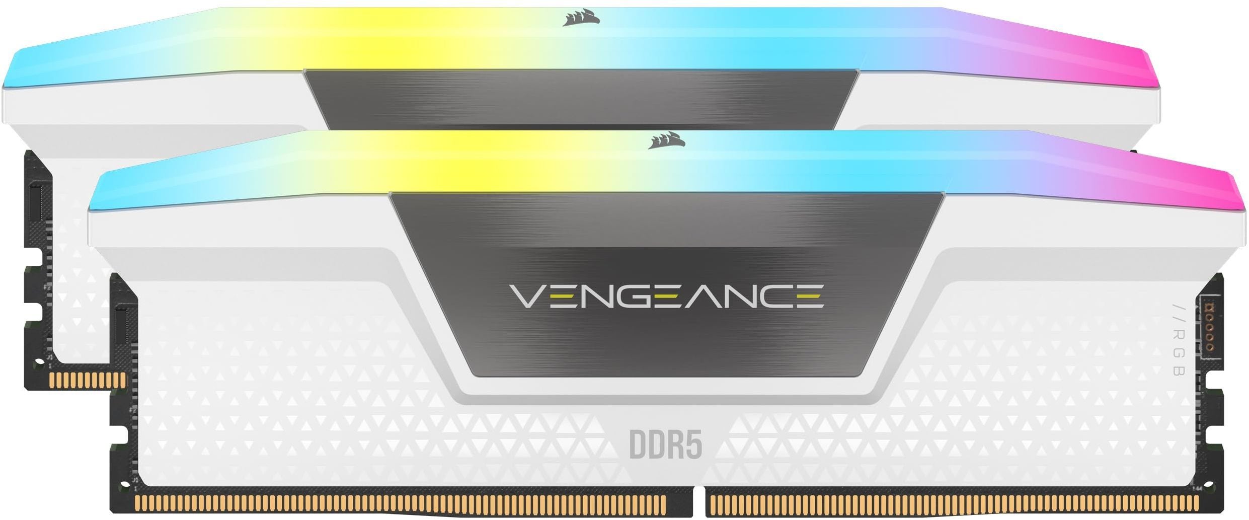 Mémoire RAM - CORSAIR - CMH32GX5M2B6000Z30W - 32 Go 2x 16 Go - VENGEANCE RGB DDR5 White Heatspreader - 6000MT/s - DIMM - CL 30