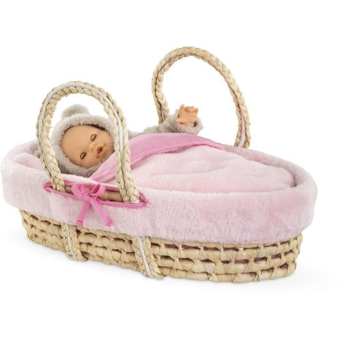 Baby doll accessories - COROLLE - Pink plush bassinet set - for 36 and 42 cm baby dolls - from 3 years old