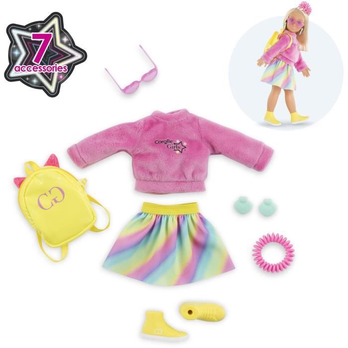 Doll accessories - COROLLE - Fluo dressing room - For 28 cm mannequin doll - 7 accessories - From 4 years old