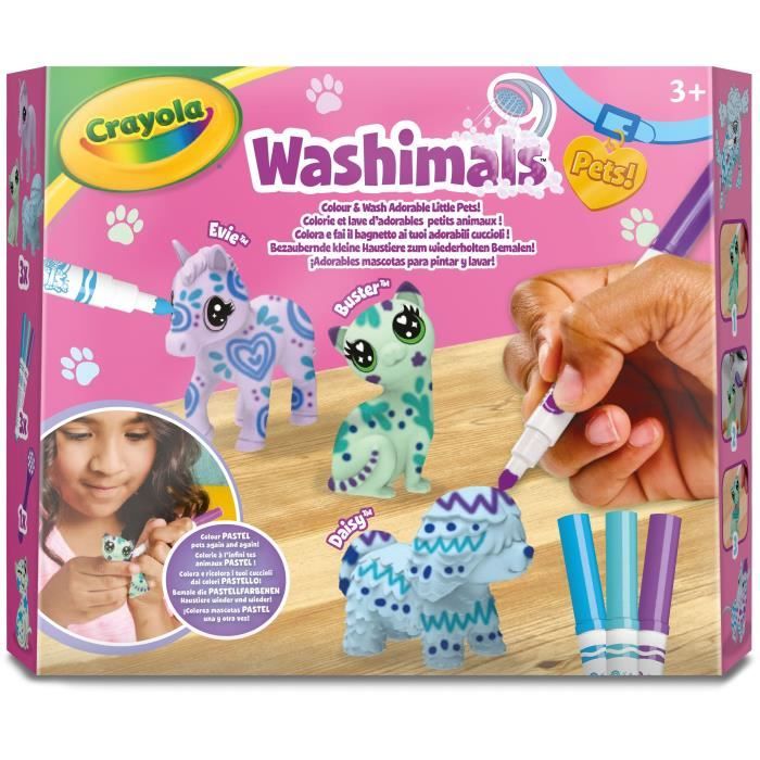 Creative Play - CRAYOLA - Washimals - Set of 3 pastel animals - Ages 3 and up - Mixed