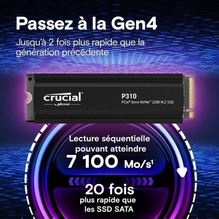 CRUCIAL - P310 - Internal SSD - 2TB - Gen4 - NVMe M.2 - Up to 7100 MB/s