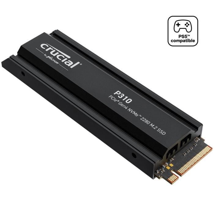 CRUCIAL - P310 - Internal SSD - 4 TB - PCIe Gen4 NVMe M.2 - With heatsink - Read speed up to 7100 MB/s - CT4000P310SSD5